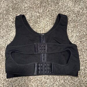 Breast Compression Bra Black Front-Closure Support Crop Top Post Surgical